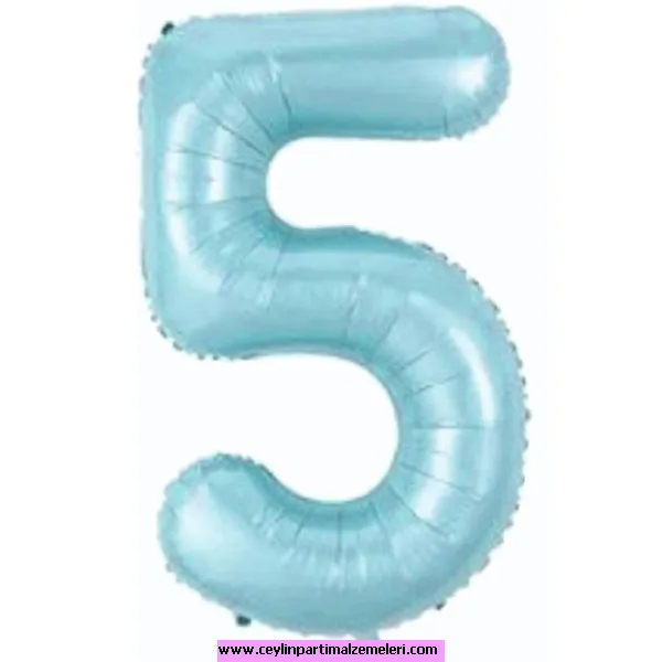 5 Rakam Açık Mavi Folyo Balon